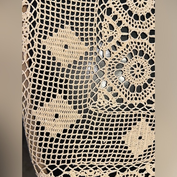 Vintage Hand Crocheted Tablecloth Off White‎ 68"x100" Rectangular - Picture 2 of 13